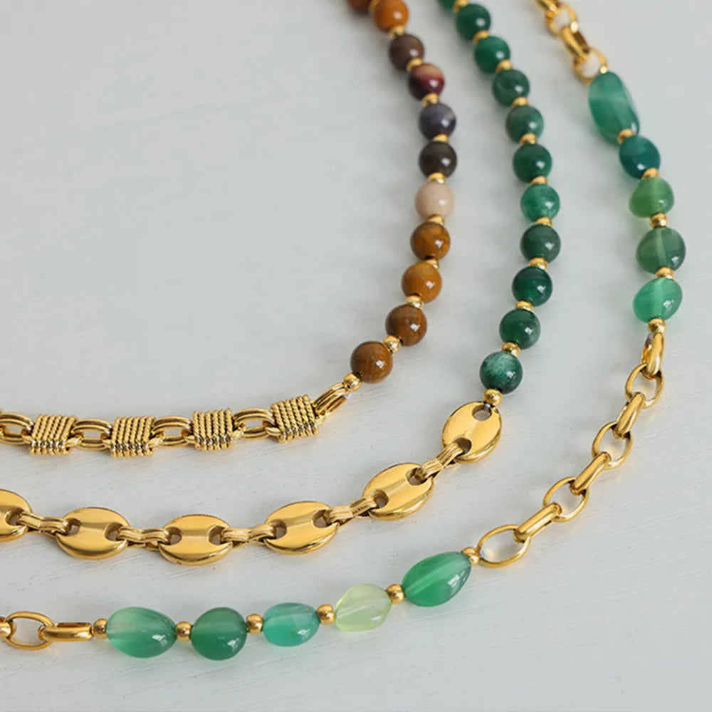 Beaded Titanium Steel Necklace - alternate necklace view