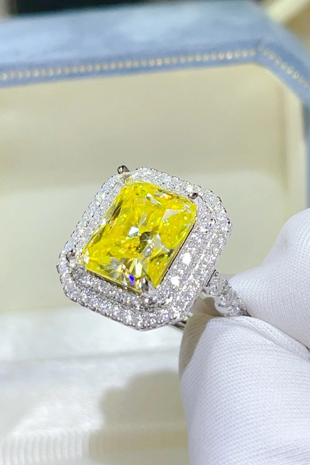 2 Carat Moissanite Sterling Silver Ring in Yellow - women's ring
