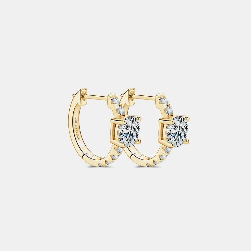 2.36 Carat Moissanite Zircon Sterling Silver Hoop Earrings - alternate earring view