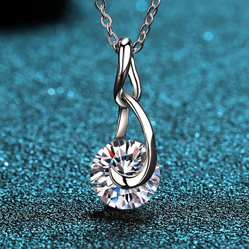 2 Carat Moissanite Sterling Silver Necklace in Silver - women's necklace