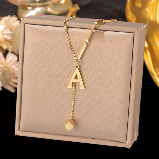 18K Gold-Plated Letter Pendant Necklace in Style B - women's pendant necklace