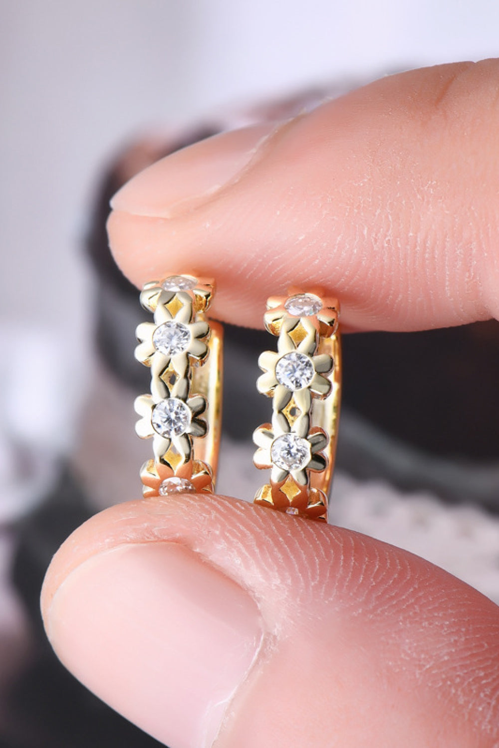 Moissanite Sterling Silver Huggie Earrings - alternate earring view