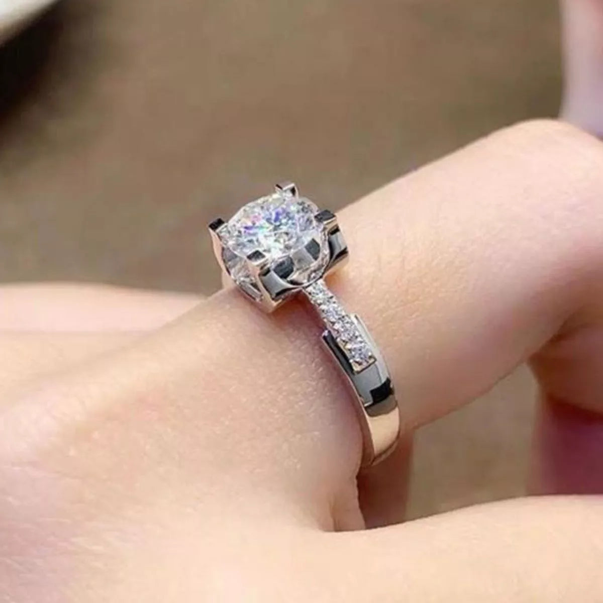 2 Carat Sterling Silver Moissanite Ring - alternate ring view
