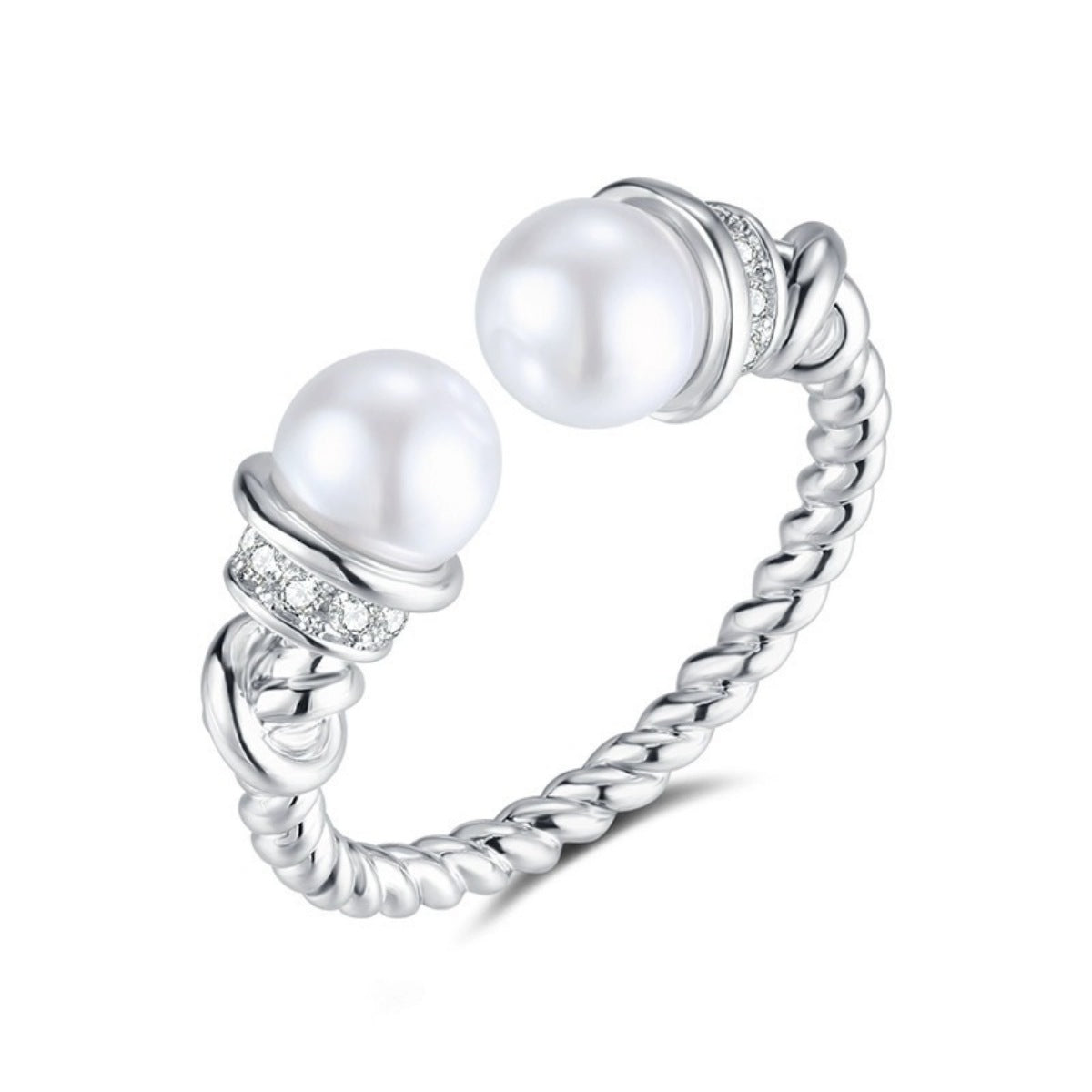 Pearl Open Cuff Ring - alternate ring view