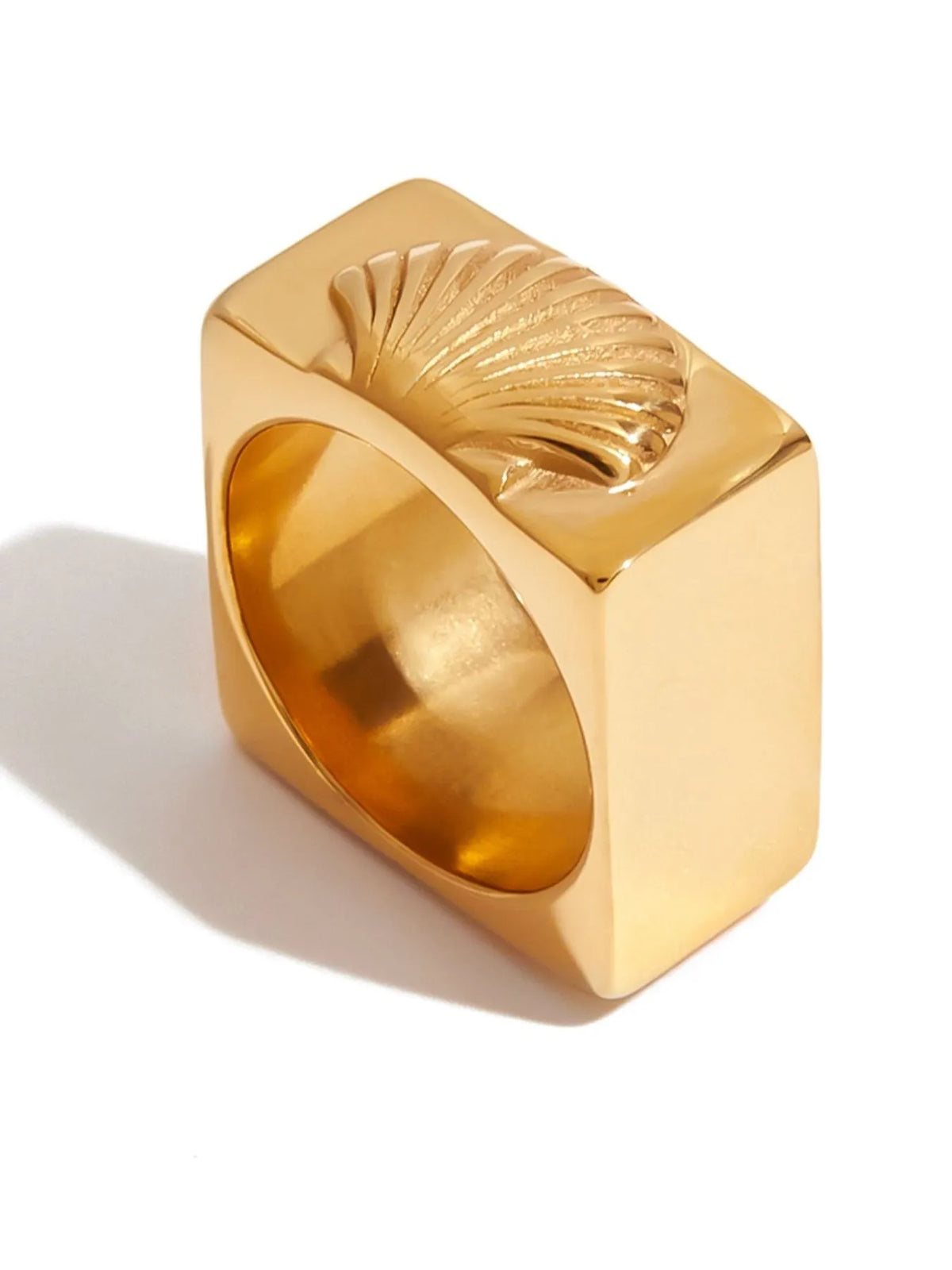 Vintage Shell Pattern Gold Signet Ring in Gold - women's signet ring