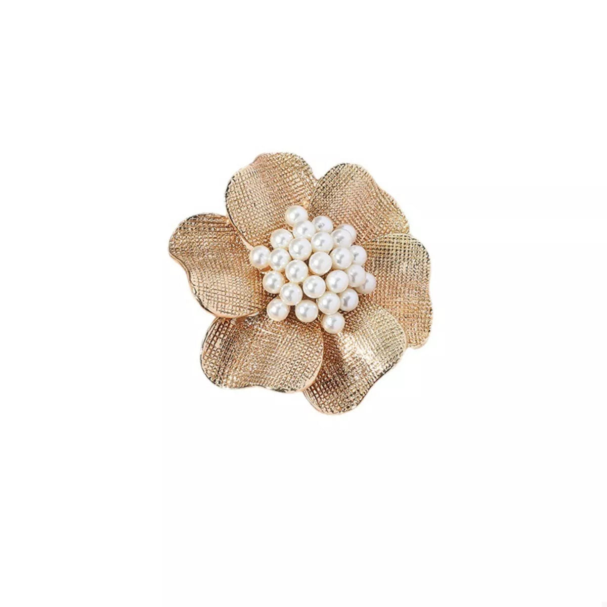 18K Gold-Plated Pearl Flower Ring - alternate ring view