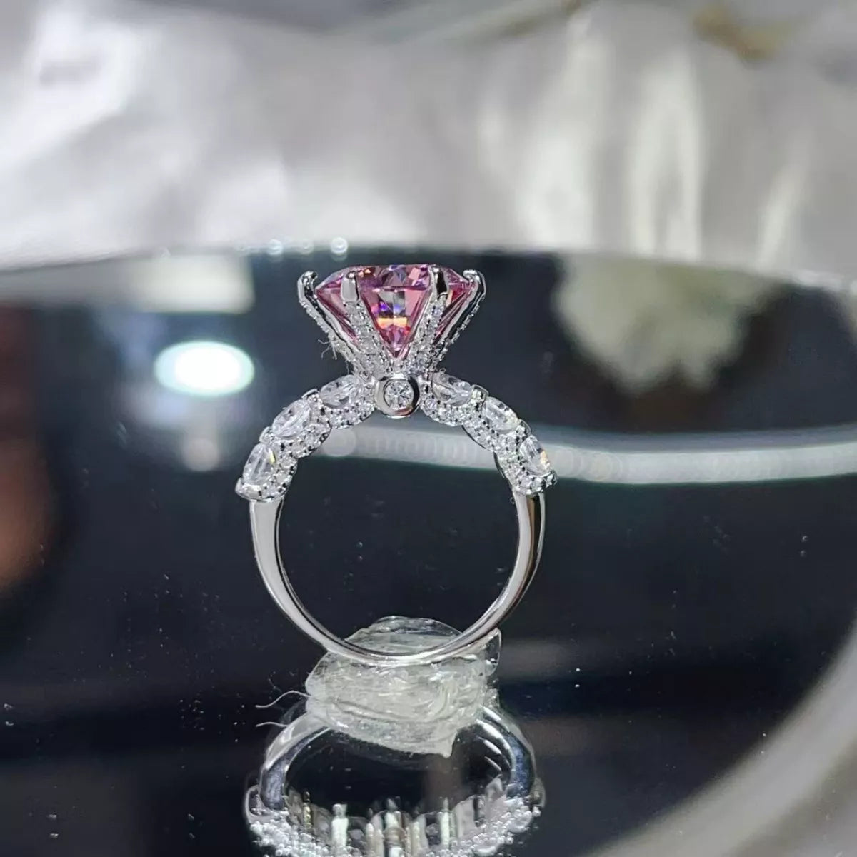 5 Carat Moissanite 6-Prong Sterling Silver Ring in Silver - women's ring
