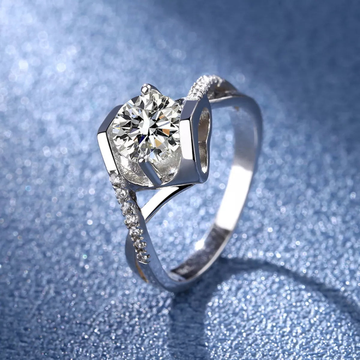 1 Carat Sterling Silver Moissanite Ring - alternate ring view