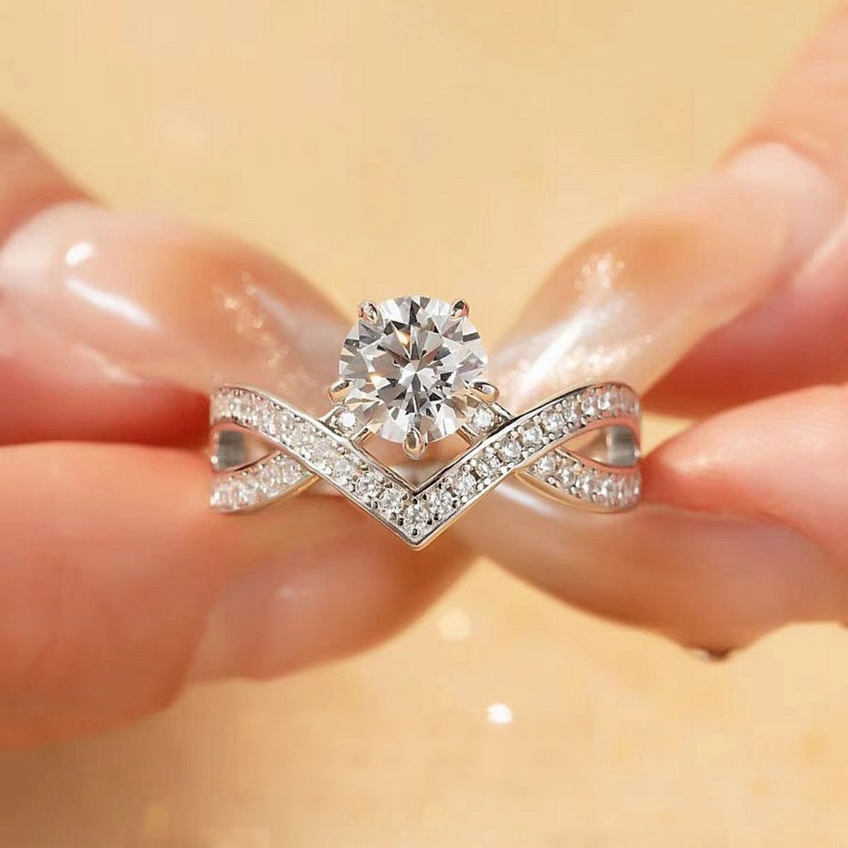 1 Carat Moissanite Sterling Silver Ring in Silver - women's ring
