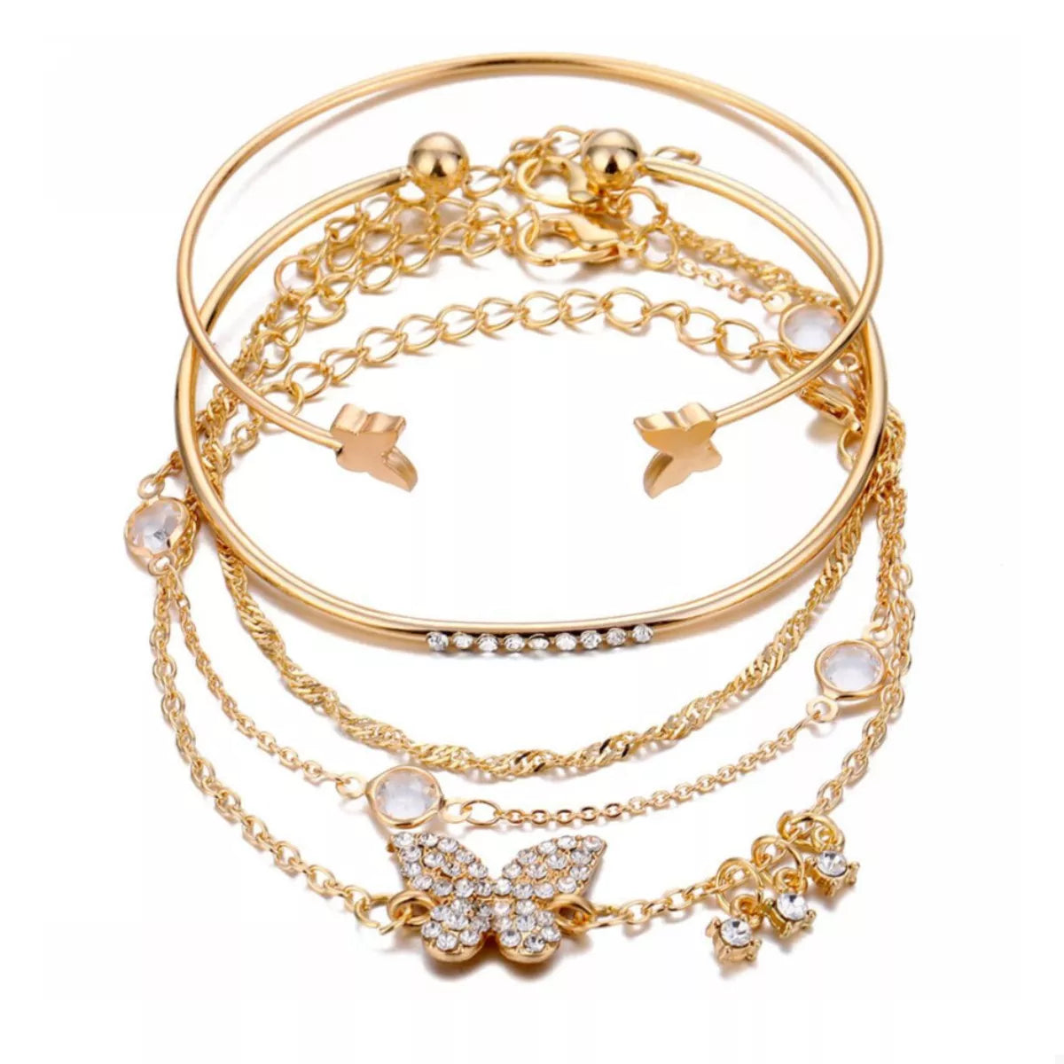 5 Piece 18K Gold-Plated Butterfly Bracelet - alternate jewelry view
