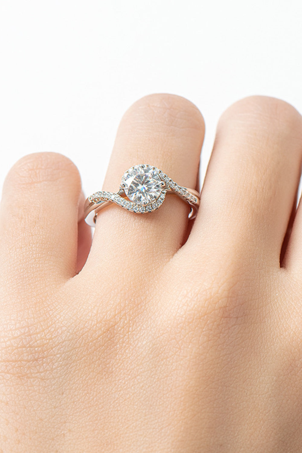 1 Carat Moissanite Crisscross Ring in Silver - women's ring