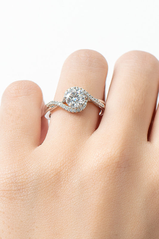 1 Carat Moissanite Crisscross Ring in Silver - women's ring