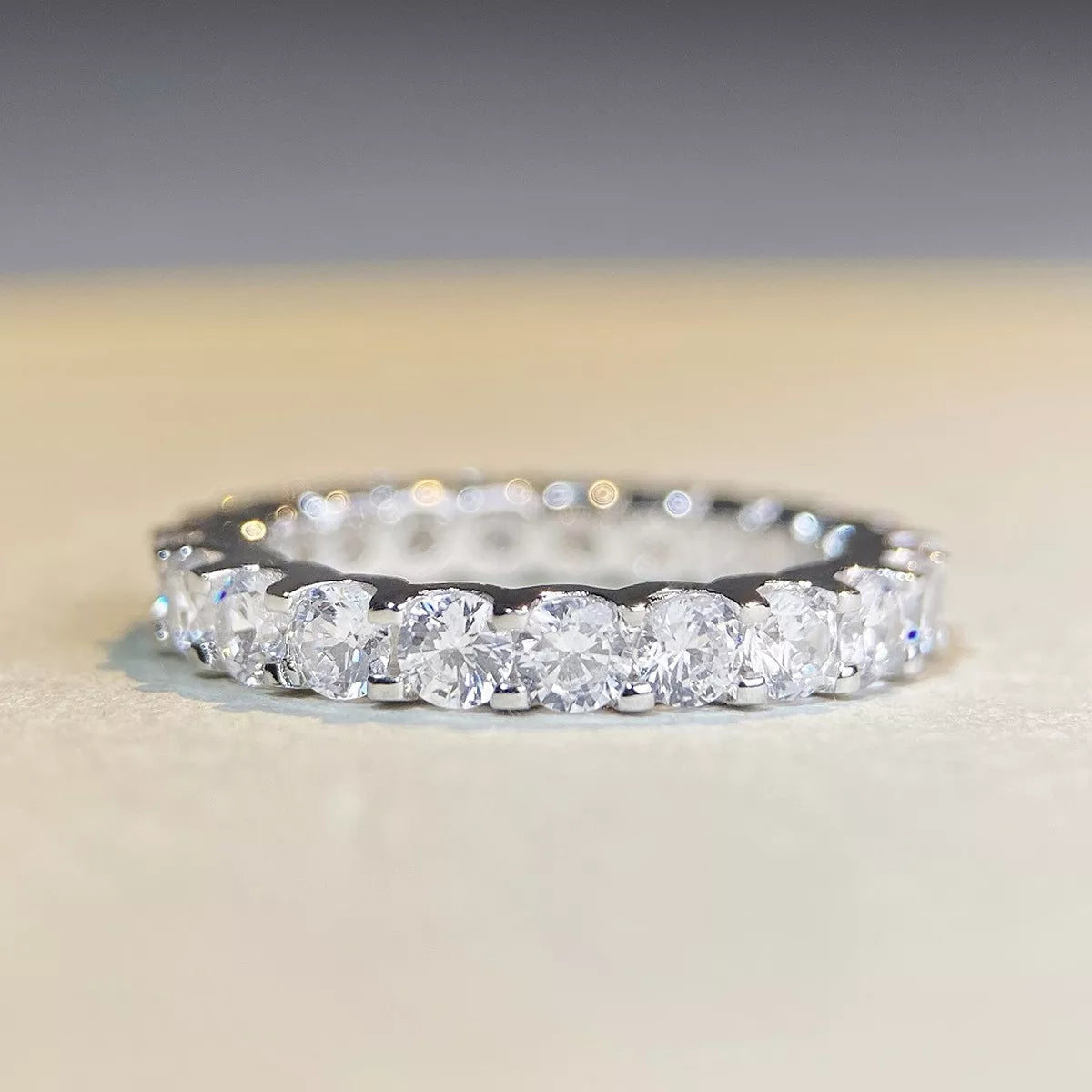 Sterling Silver Moissanite Ring in Silver - women's ring