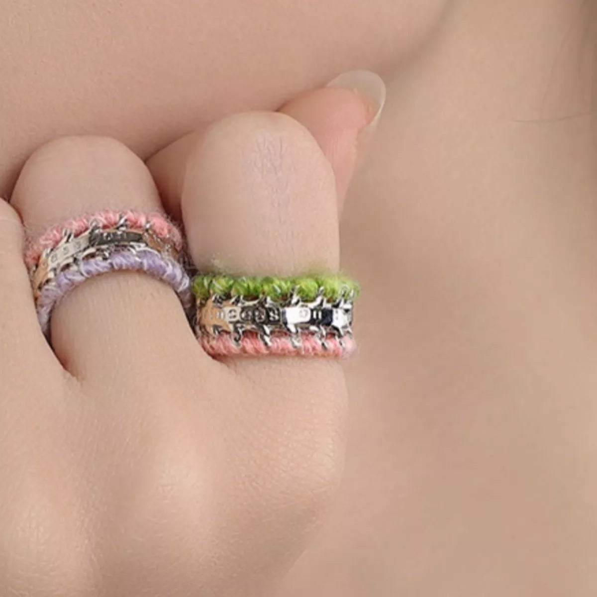 Brass Yarn-Wrapped Open Ring - alternate ring view