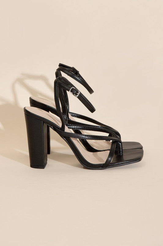 Ankle Strap Thong Block Sandals