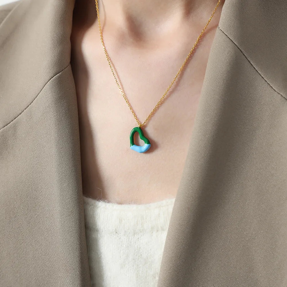 Heart Pendant Titanium Steel Necklace in Silver - women's pendant necklace