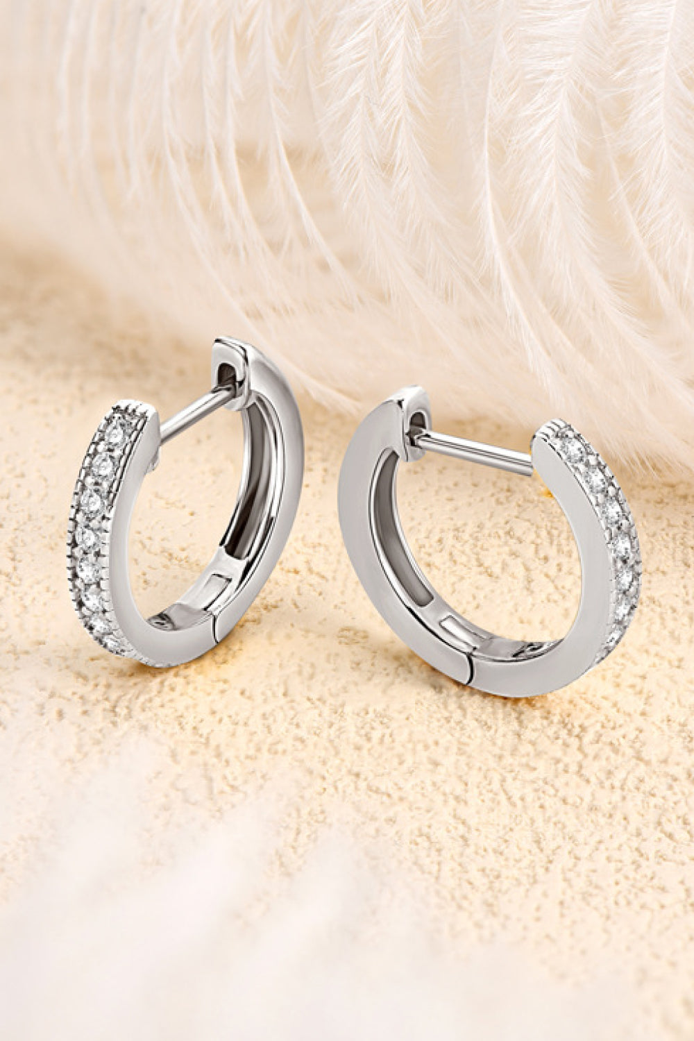 Inlaid Moissanite Hoop Earrings - alternate earring view