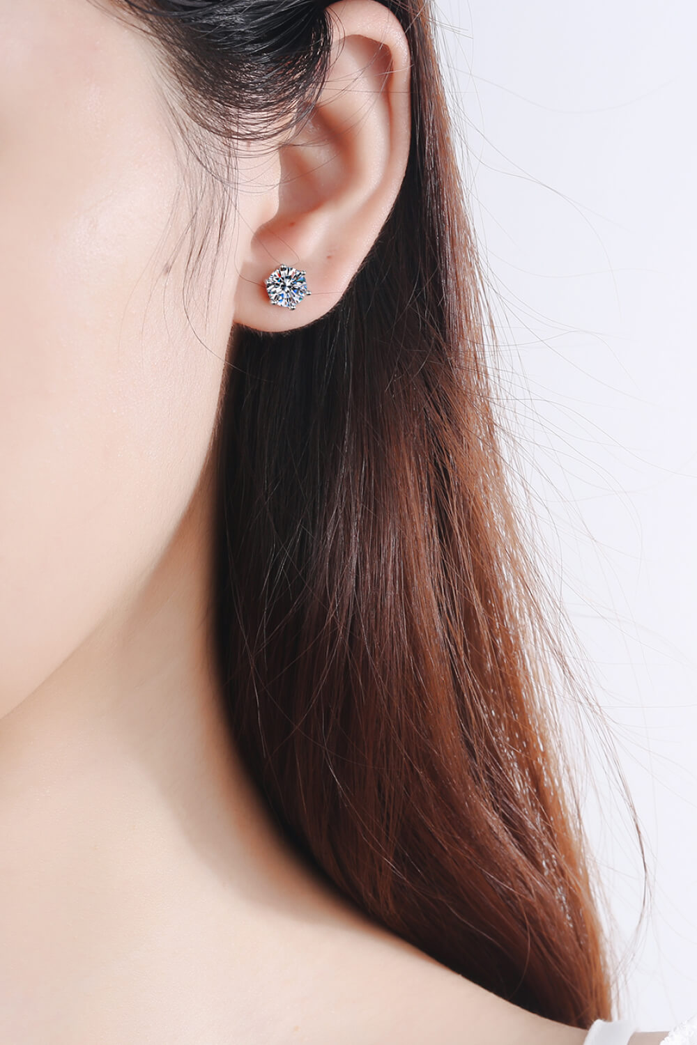 Adored Moissanite Stud Earrings in Silver - women's stud earrings