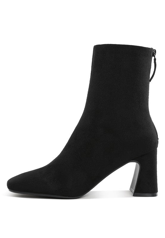 Square Toe Microfiber Ankle Boots