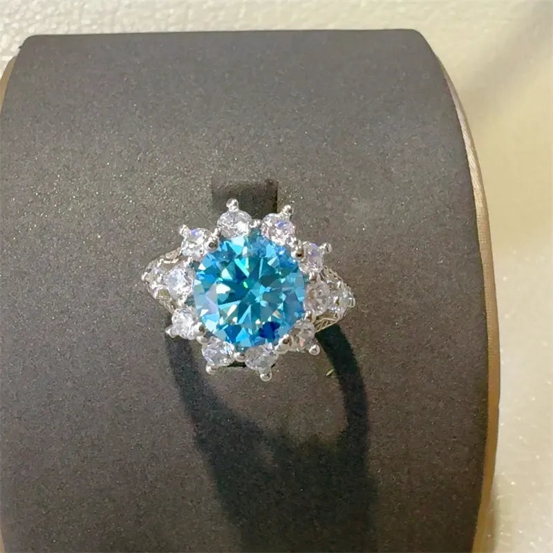 3 Carat Moissanite Zircon Sterling Silver Ring in Silver - women's ring