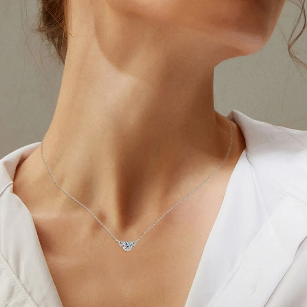 1.2 Carat Moissanite Sterling Silver Necklace - alternate necklace view