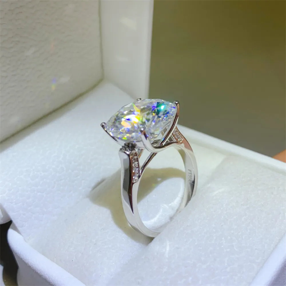 10 Carat Moissanite Sterling Silver Ring in Silver - women's ring