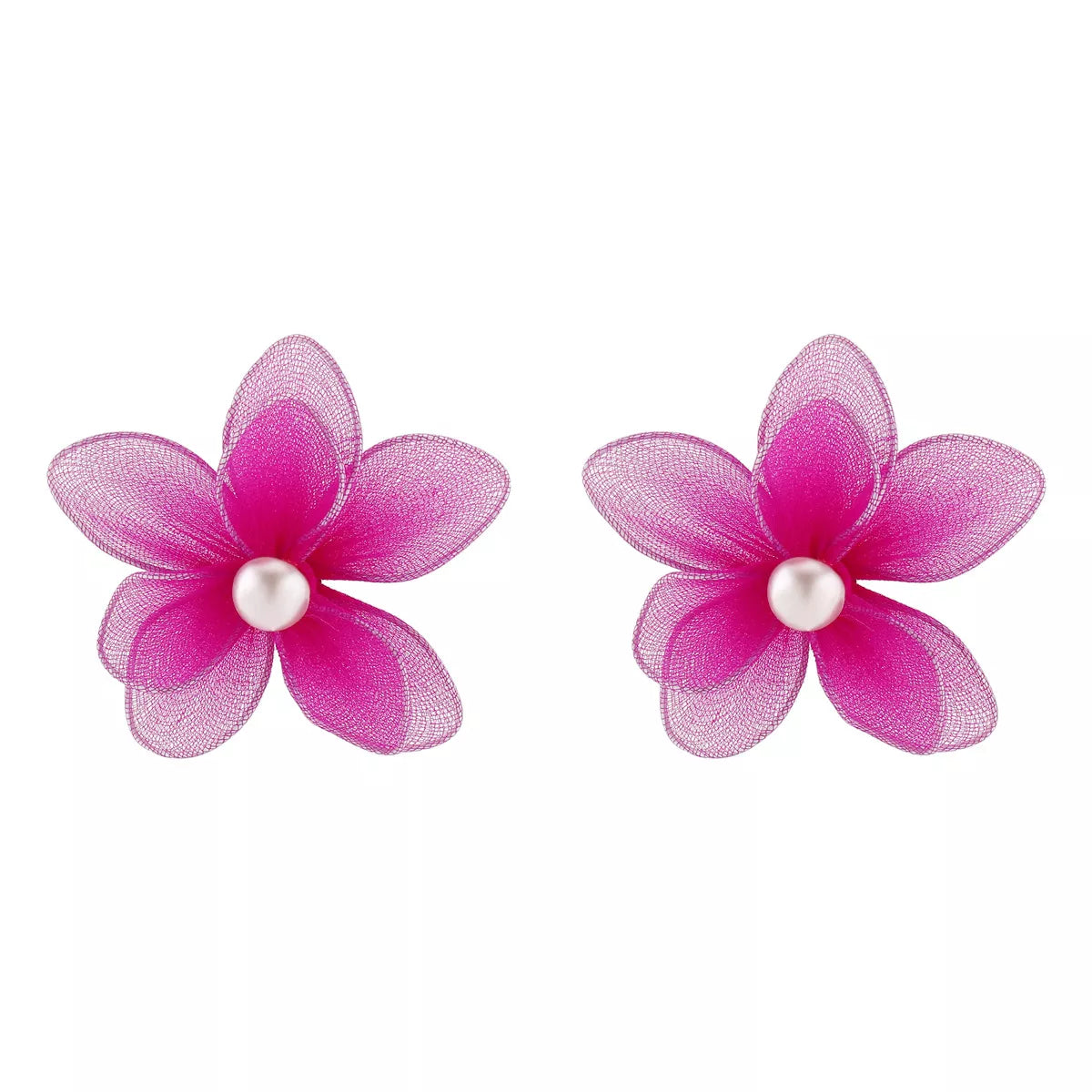 Flower Pearl Stud Earrings - alternate earring view