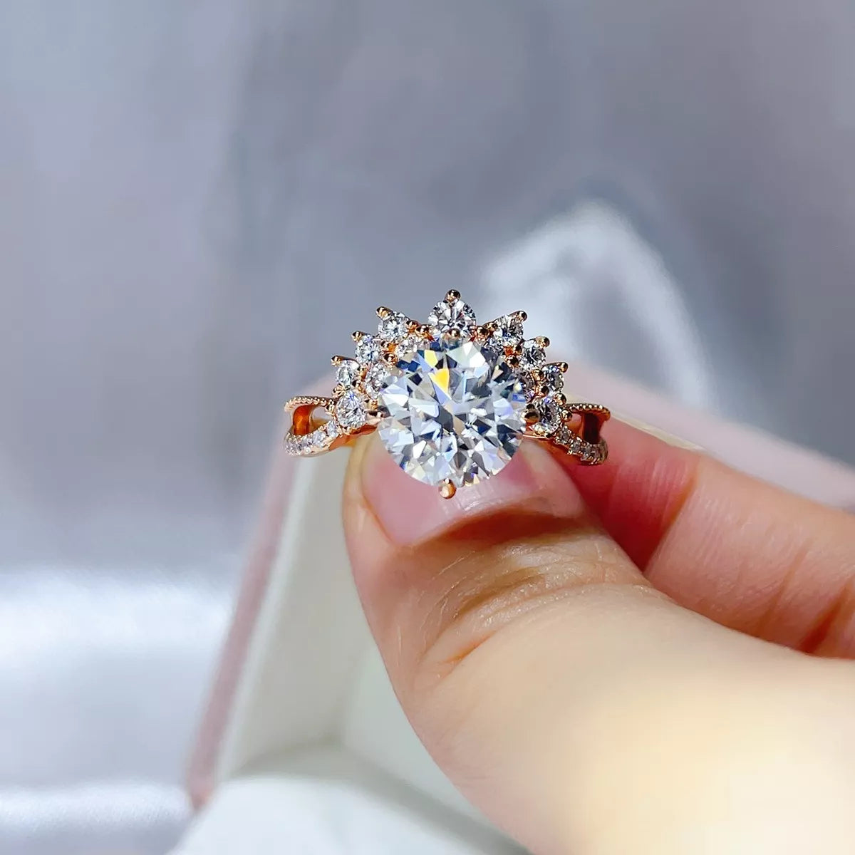 3 Carat Sterling Silver Moissanite Ring in Gold - women's ring
