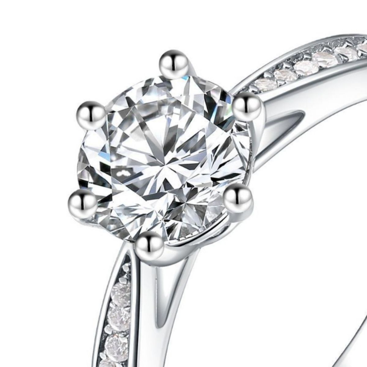 1 Carat Moissanite Sterling Silver Ring - alternate ring view