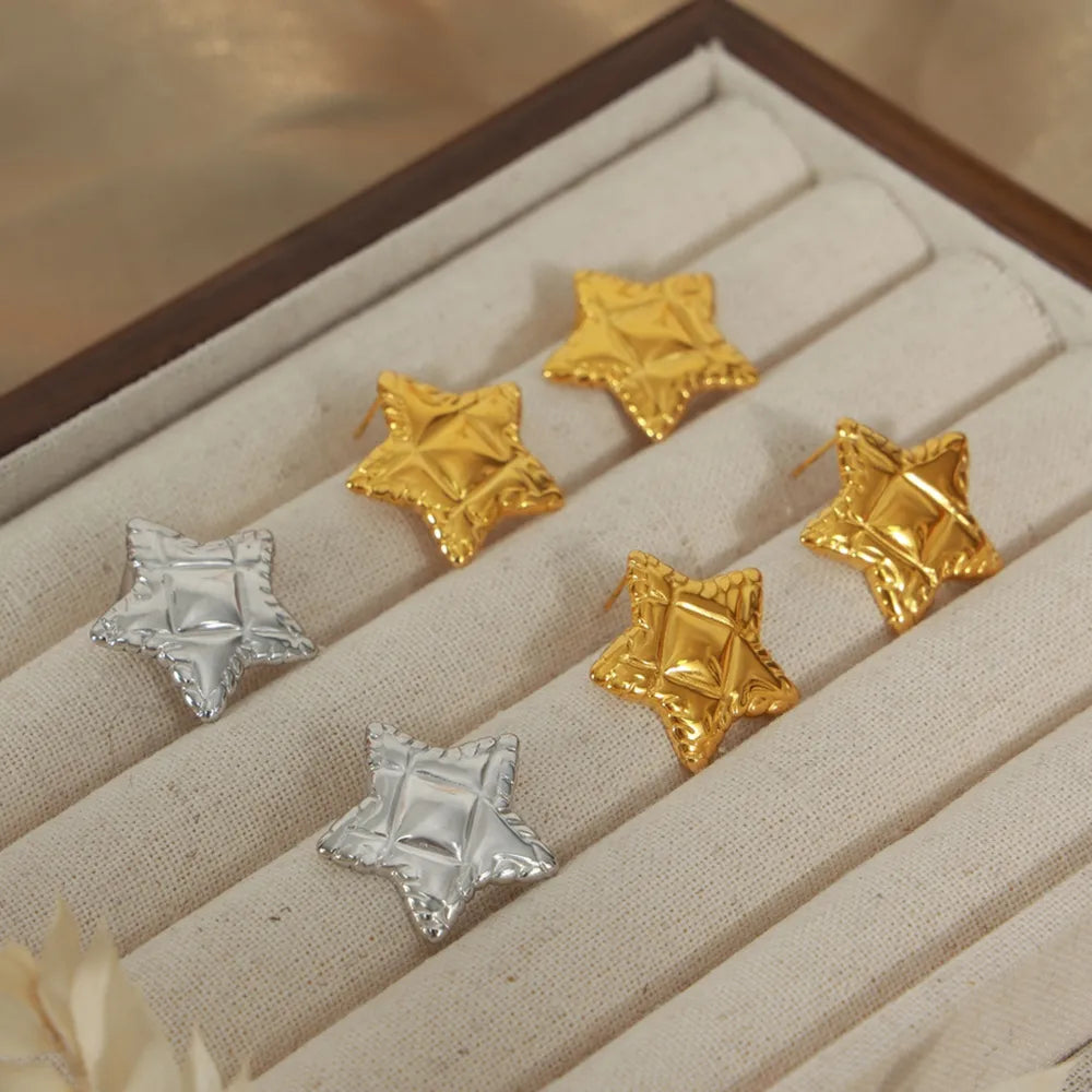 Titanium Steel Star Stud Earrings - alternate earring view