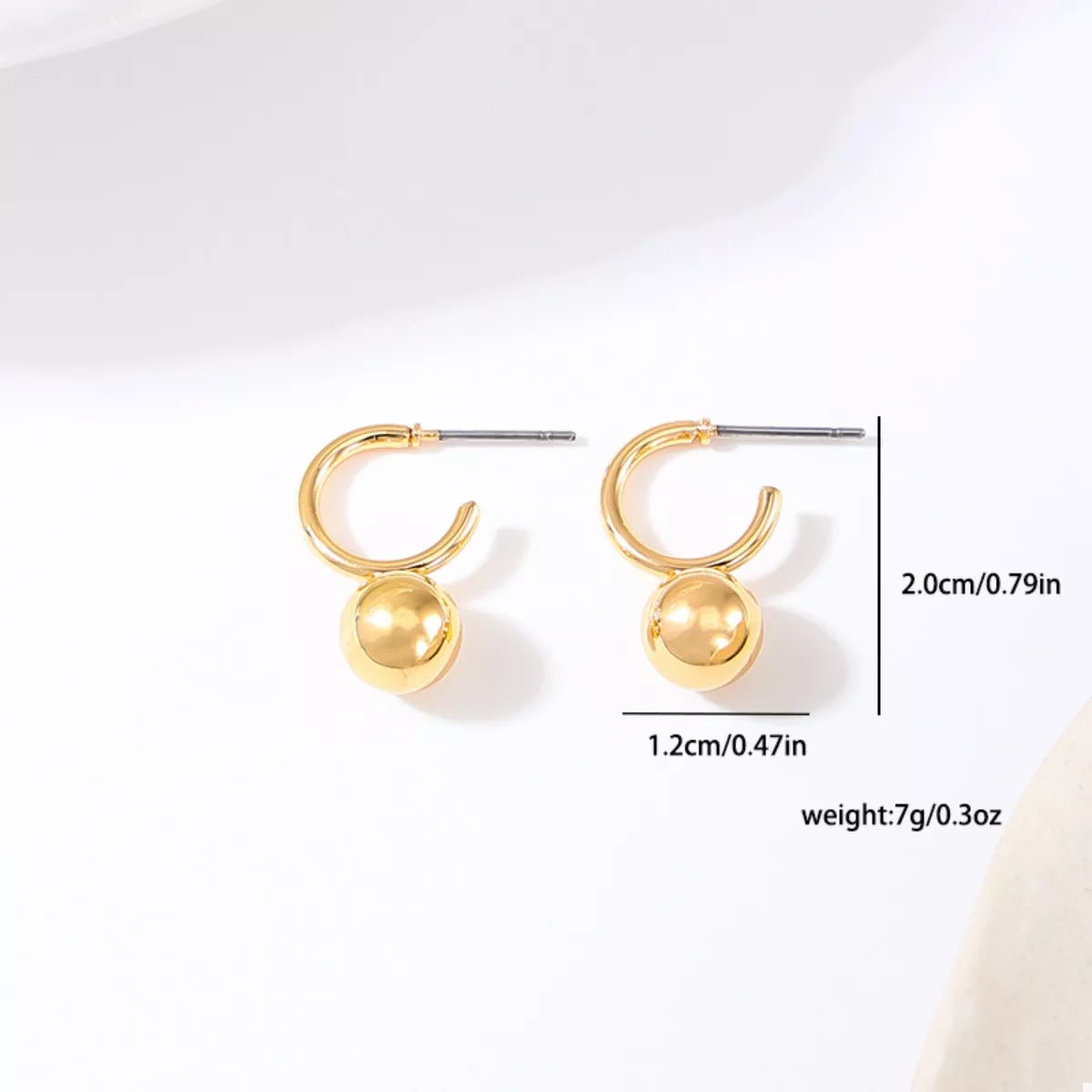 18K Gold-Plated Ball Hoop Earrings - alternate earring view