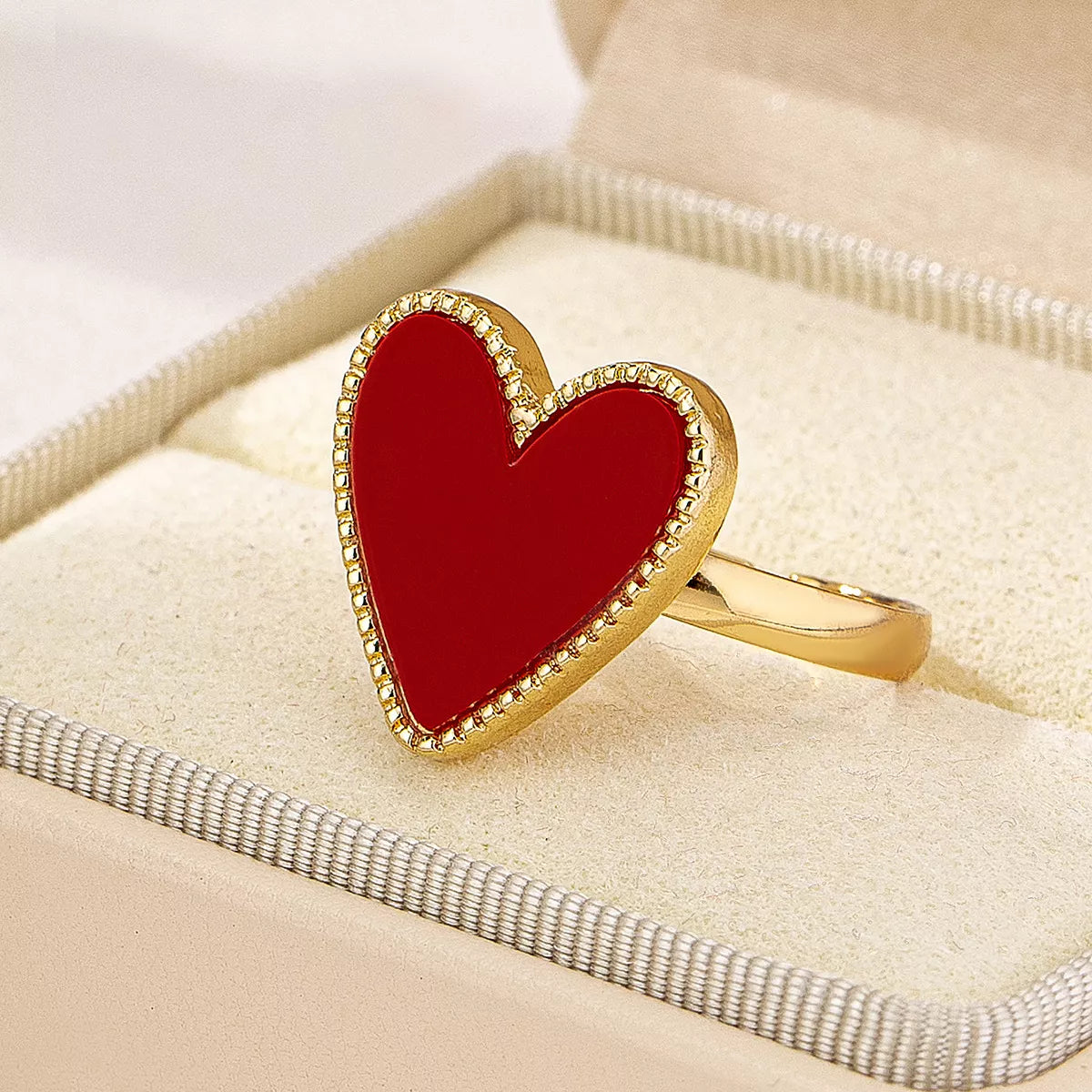 18K Gold-Plated Heart-Shaped Ring - alternate ring view
