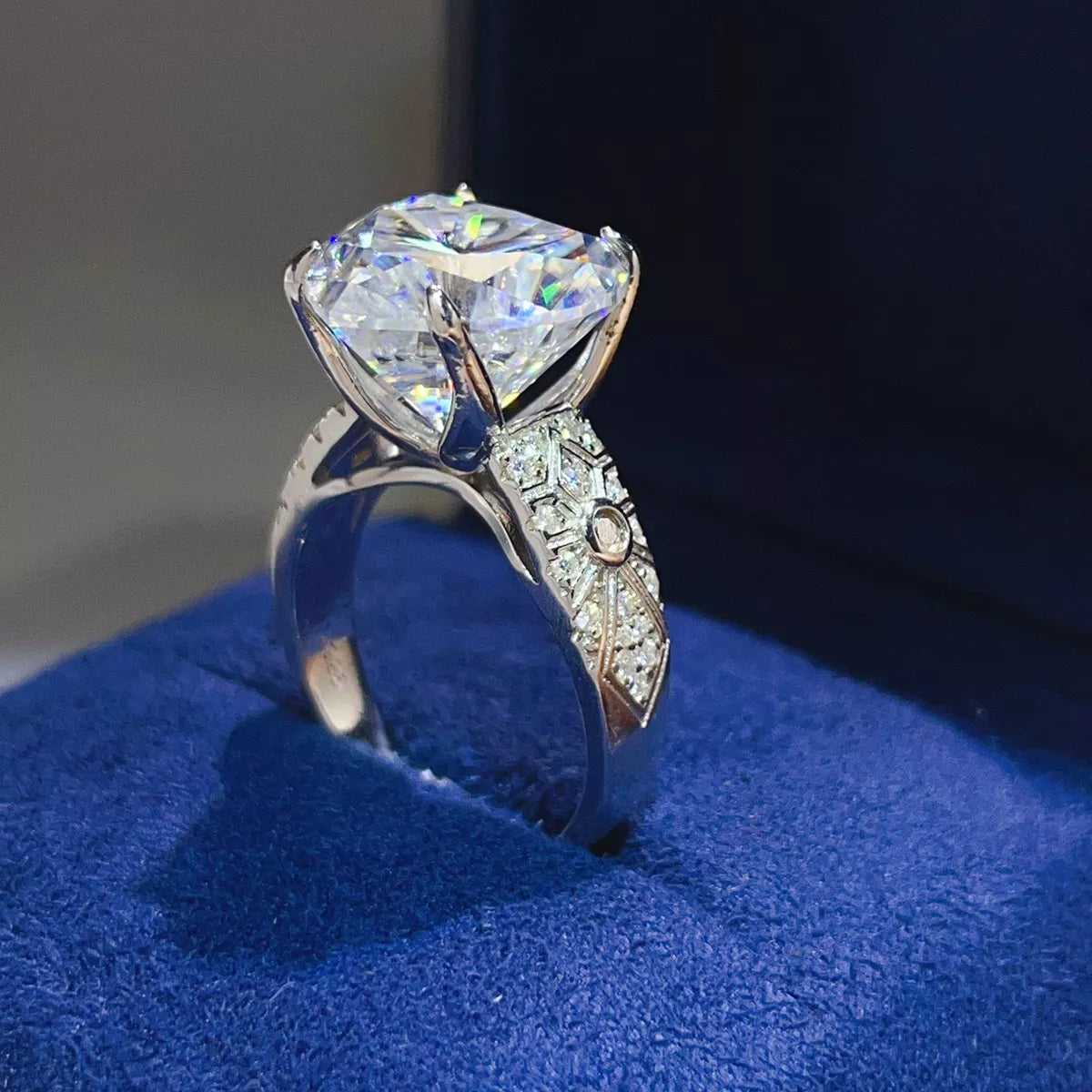 10 Carat Sterling Silver Moissanite Ring - alternate ring view