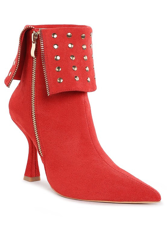 Stud Foldover Ankle Boots