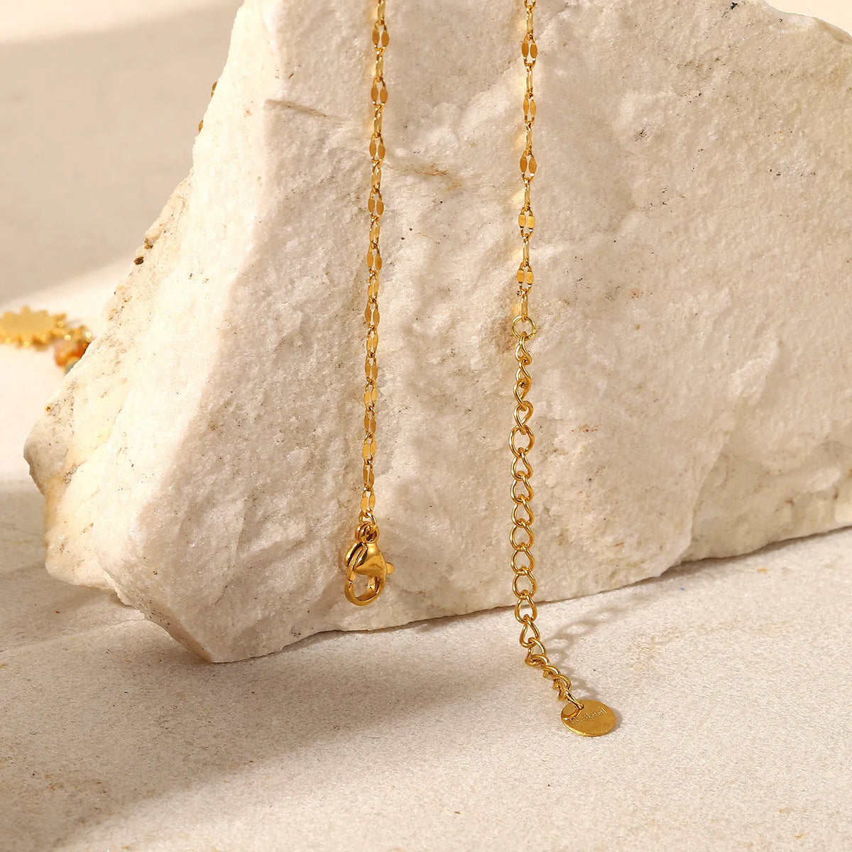 Bohemian Sun Charm Beaded Stainless Steel Necklace - alternate necklace view