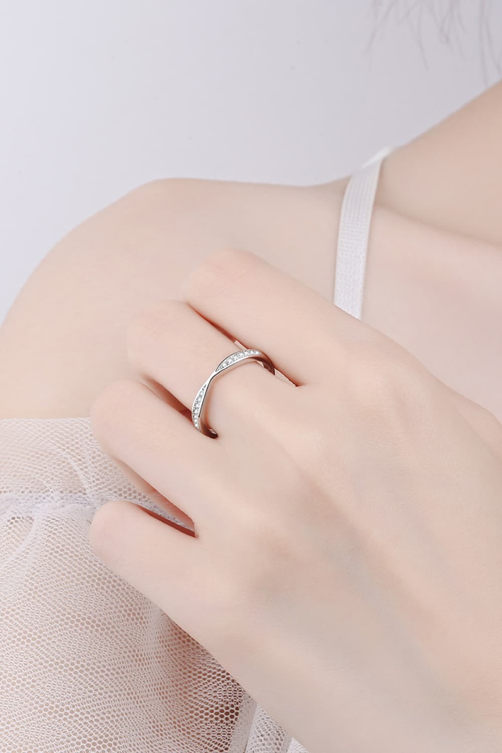 Moissanite Rhodium-Plated Ring in Silver - women's ring