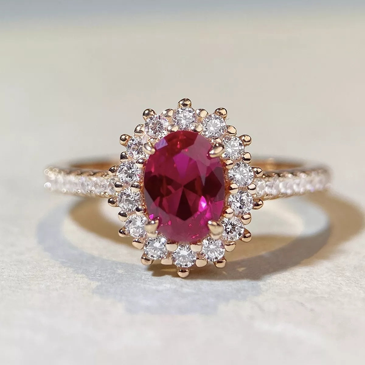 Sterling Silver Oval Ring in Cerise - women's ring