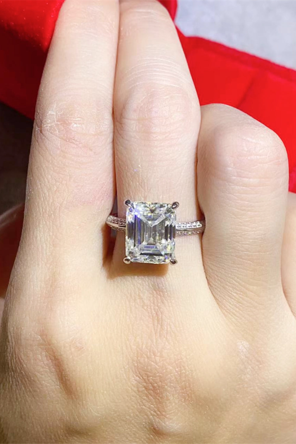 5 Carat Moissanite Platinum-Plated Ring - alternate ring view
