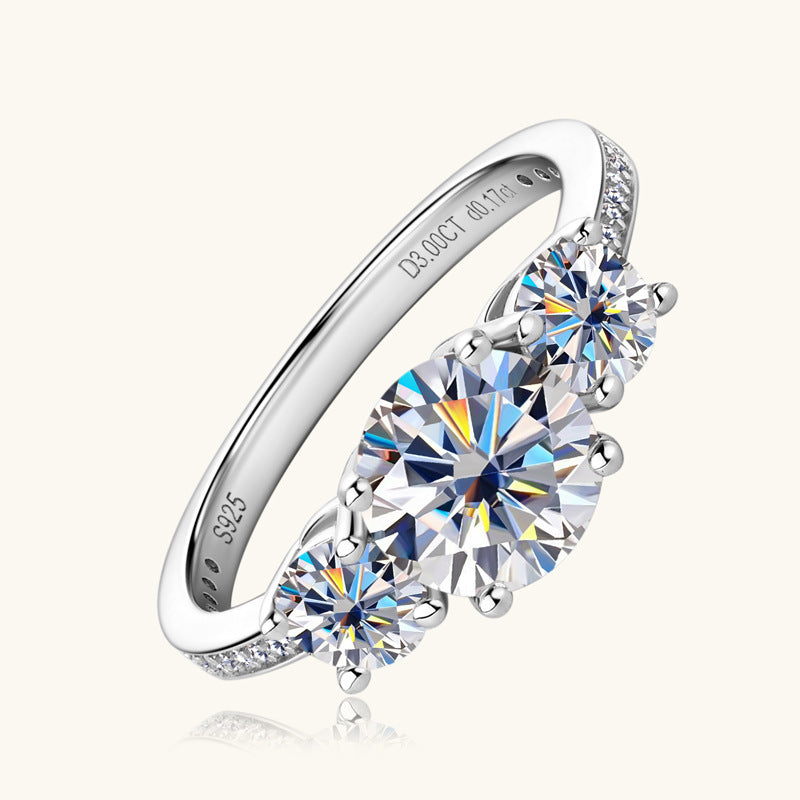 3 Carat Moissanite Sterling Silver Ring in Silver - women's ring