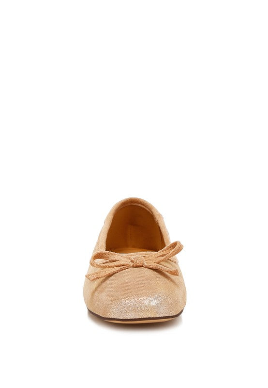 Suede Bow Embellished Ballerinas