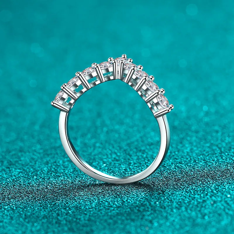 Sterling Silver Moissanite V Shape Ring in Silver - women's ring