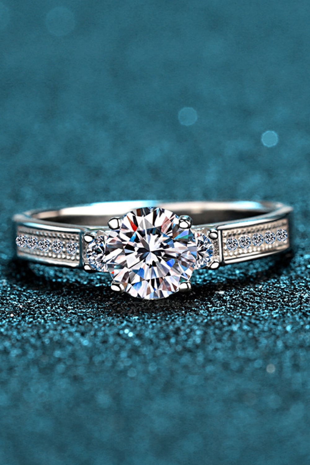 Lucky Charm Moissanite Rhodium-Plated Ring in Silver - women's ring