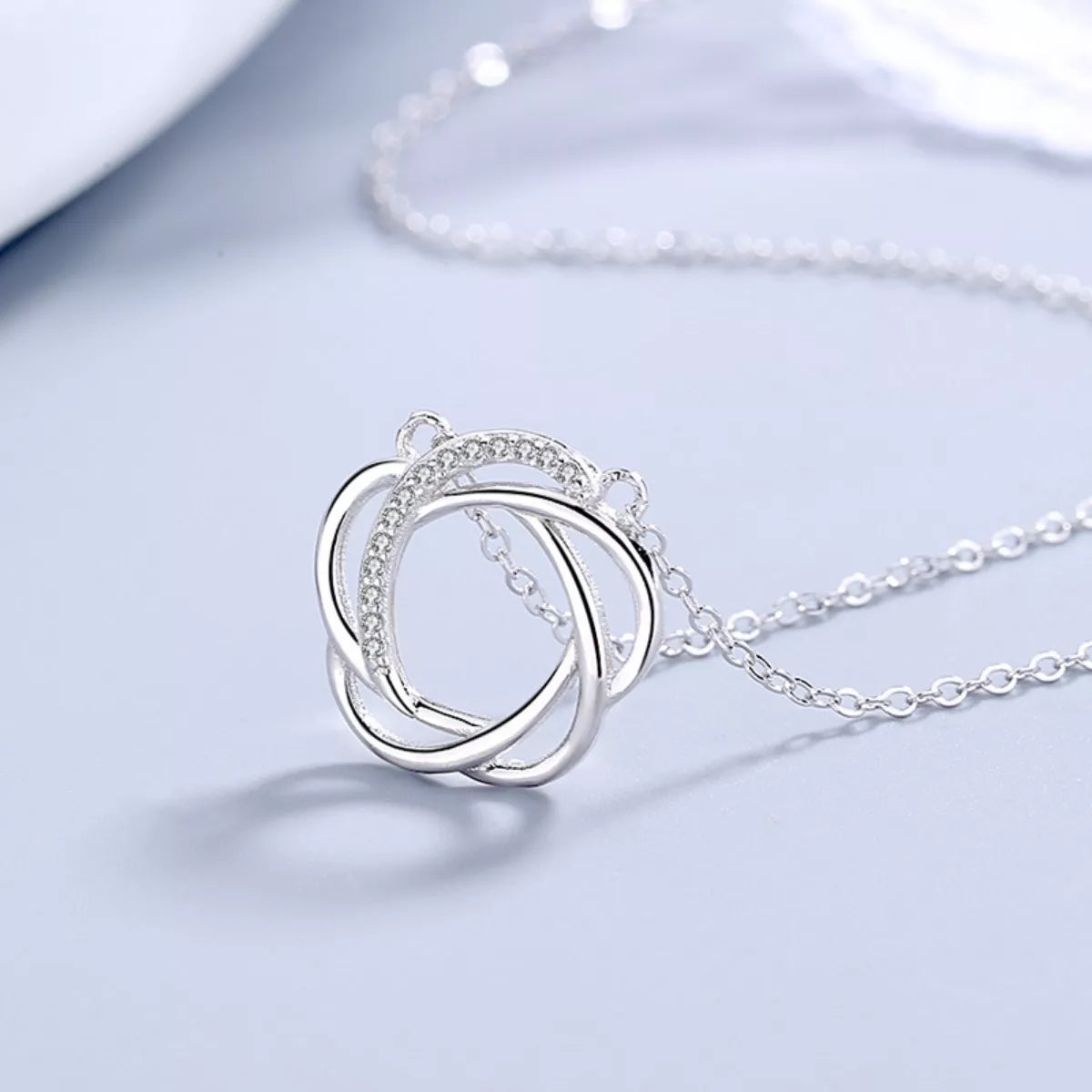 Sterling Silver Zircon Pendant Necklace in Silver - women's pendant necklace