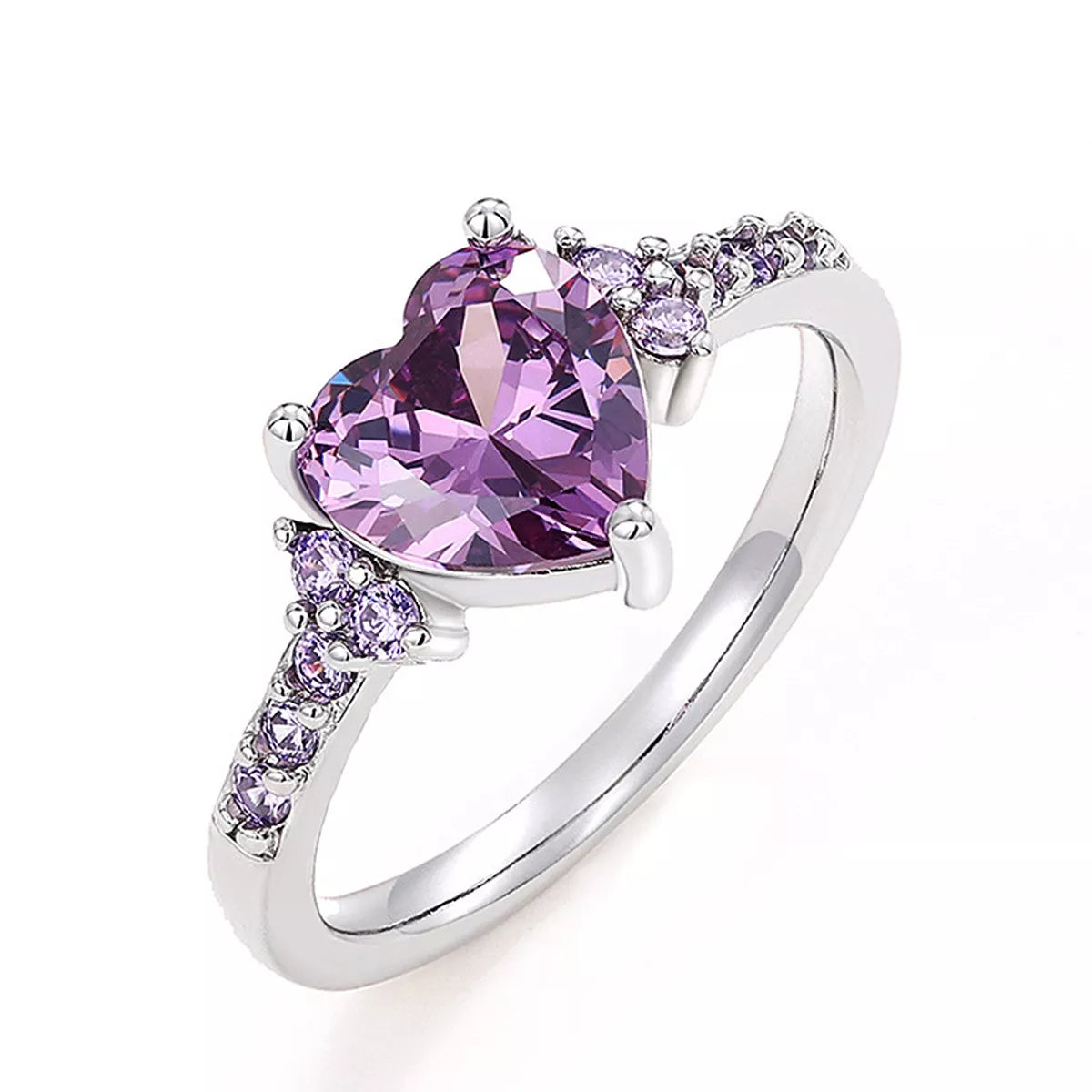 Alloy Zircon Heart-Shaped Ring - alternate ring view
