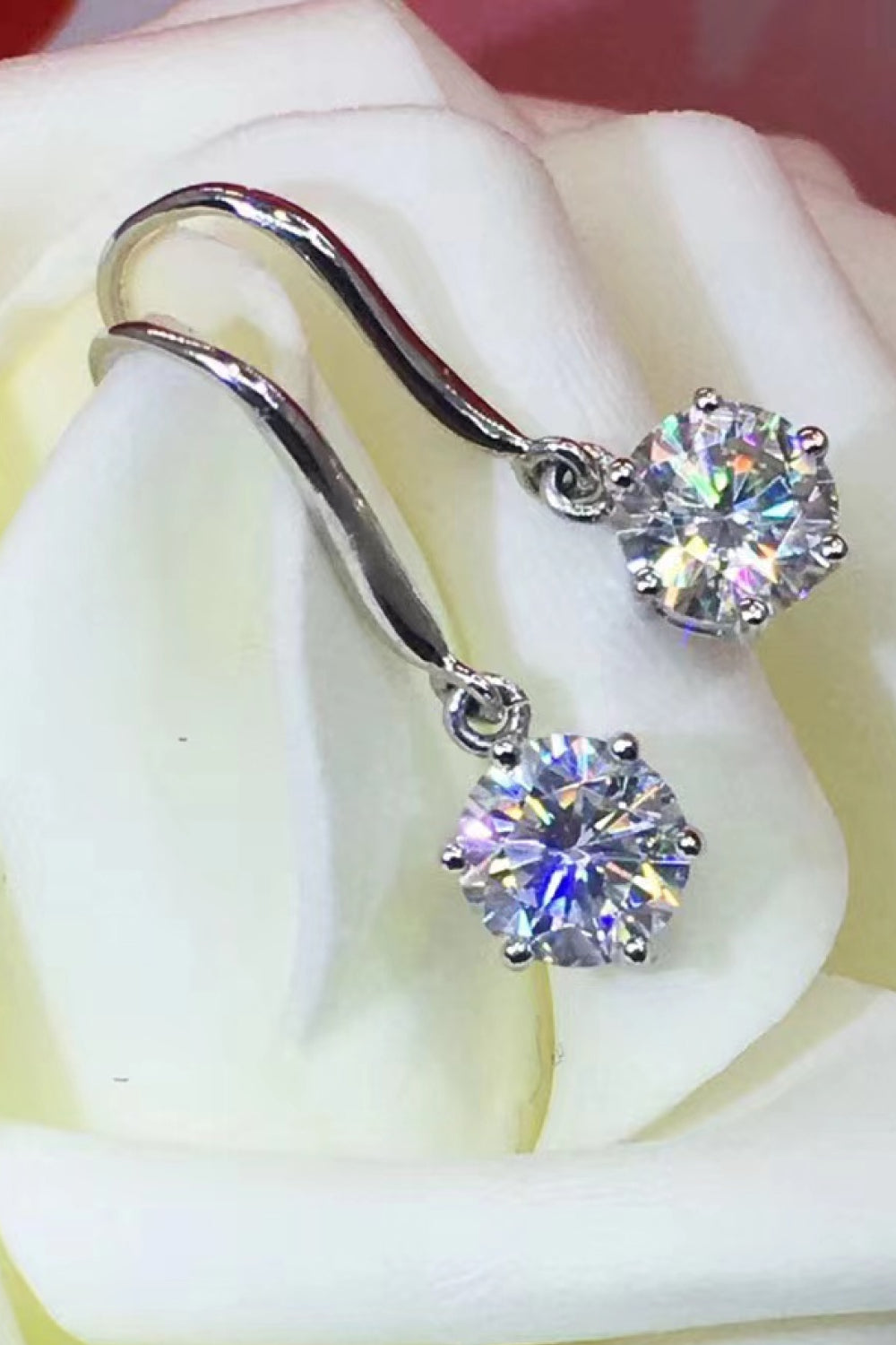 2 Carat Moissanite 6-Prong Drop Earrings - alternate earring view