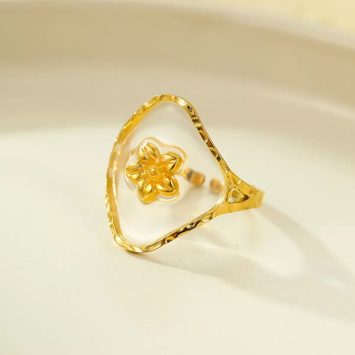 18K Gold-Plated Adjustable Open Ring in Style C - women's open ring
