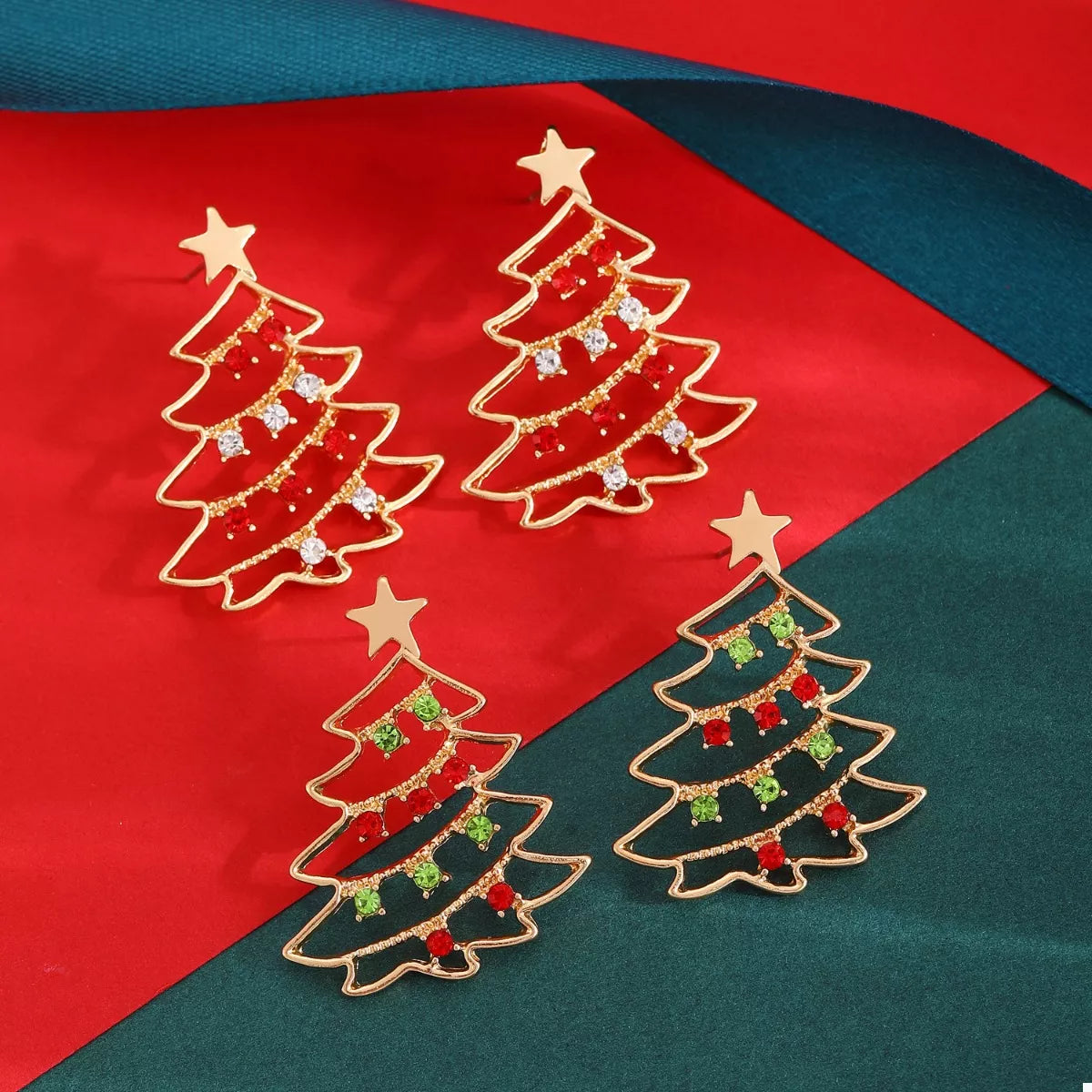 18K Gold-Plated Christmas Tree Earrings in Style A - women's earrings