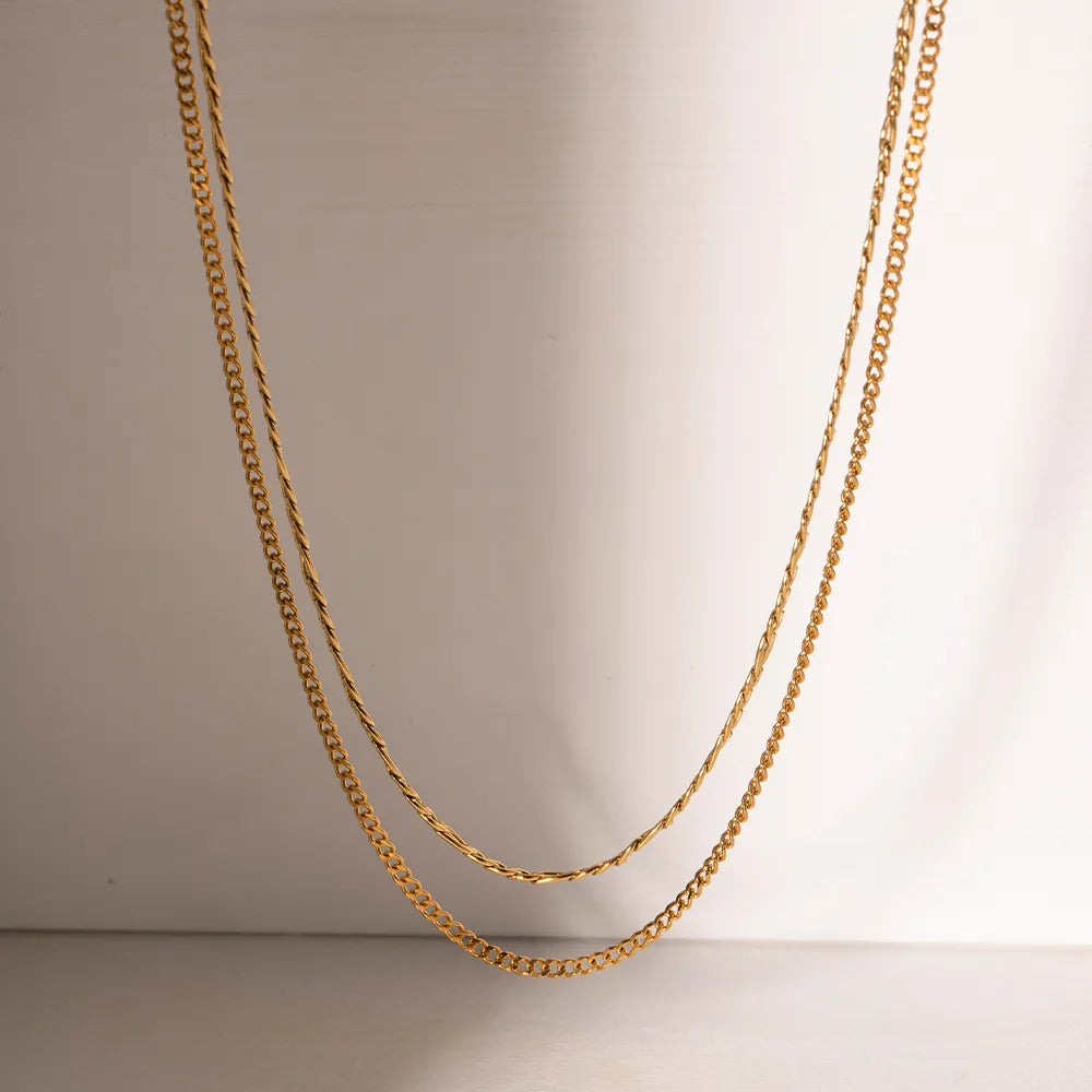 Stainless Steel Double-Layered Necklace - alternate necklace view