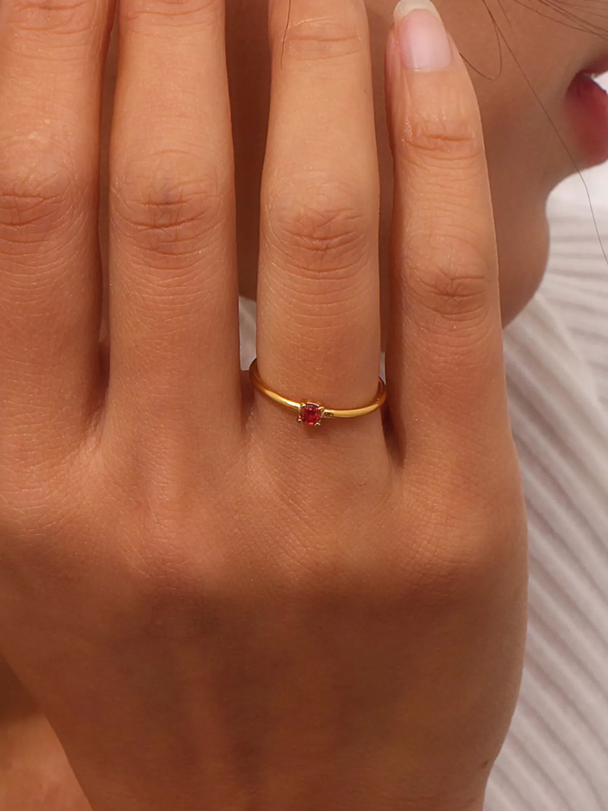 18K Gold-Plated Zircon Ring in Blue - women's ring