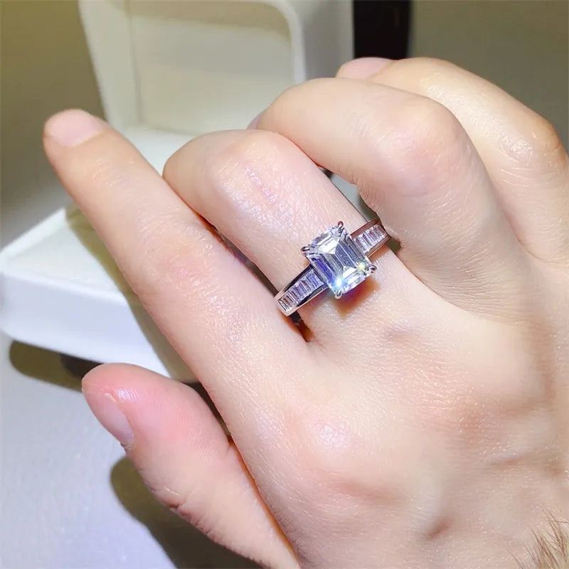 3 Carat Moissanite Sterling Silver Ring in Silver - women's ring